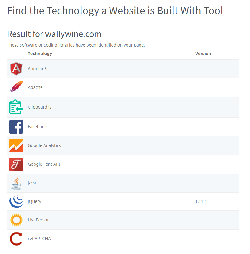 Strumento per scoprire la Tecnologia con cui è stato costruito un Sito Web